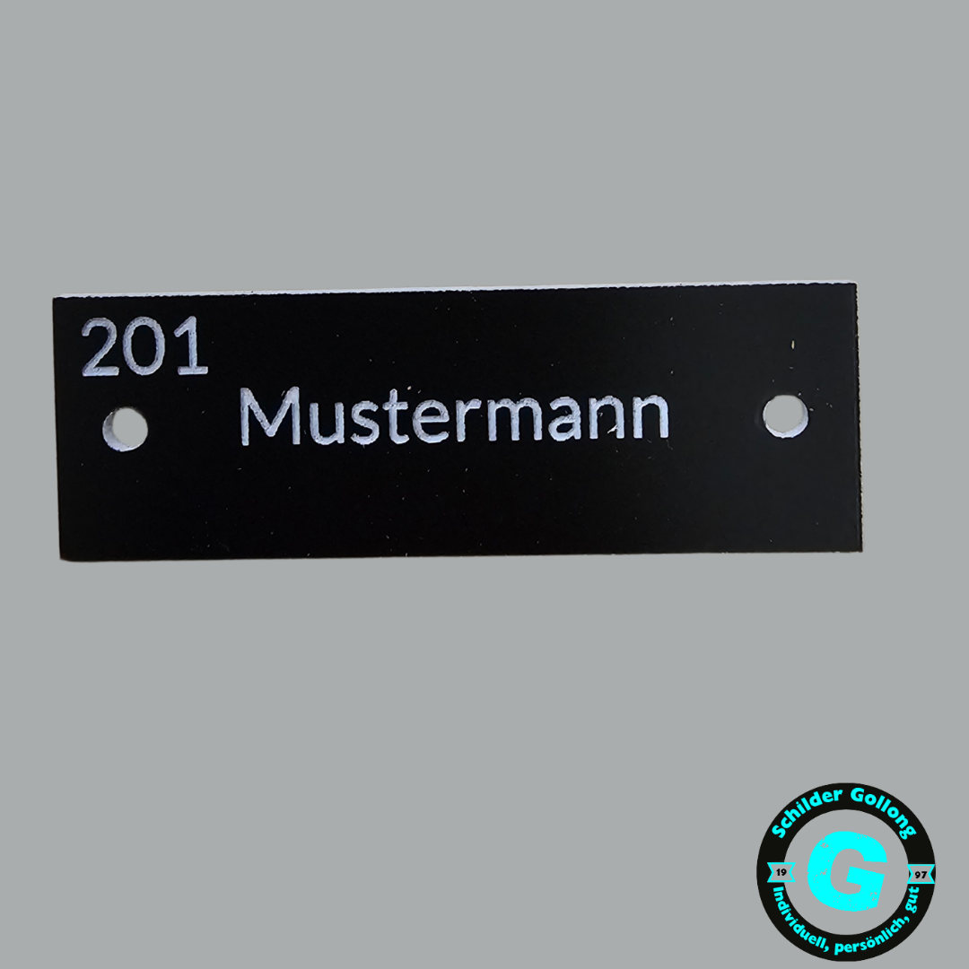 Kunststoff-Klingelschild – Schwarz mit weißer Gravur verschiedene Größen.