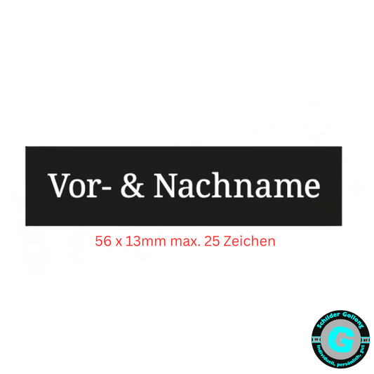Kunststoff-Klingelschild passend für Mehrfamilienhaus – 56 x 13 mm, Schwarz mit Weißer Gravur  Gravur