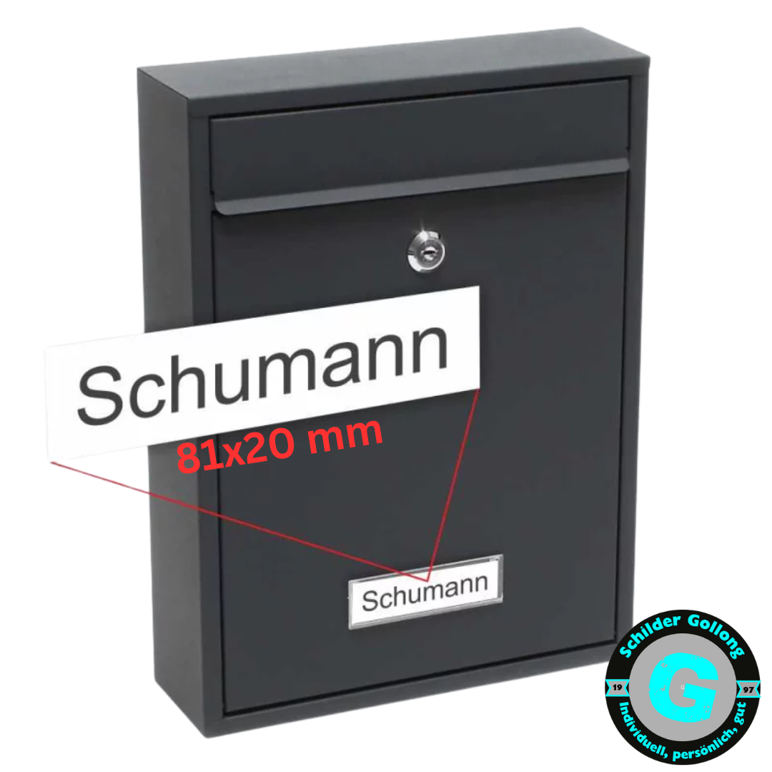 Kunststoffschild 81x20 mm – Weiß mit schwarzer Gravur – Passend für Wandbriefkastenanlagen
