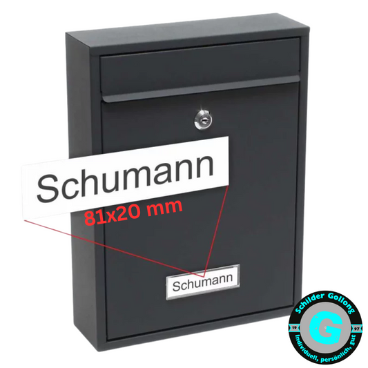 Kunststoffschild 81x20 mm – Weiß mit schwarzer Gravur – Passend für Wandbriefkastenanlagen
