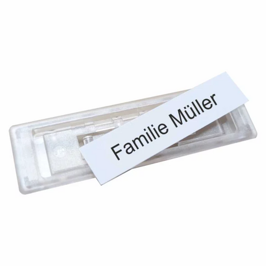 Kunststoff-Klingelschild passend für Mehrfamilienhaus – 56 x 13 mm, Weiß mit schwarzer Gravur